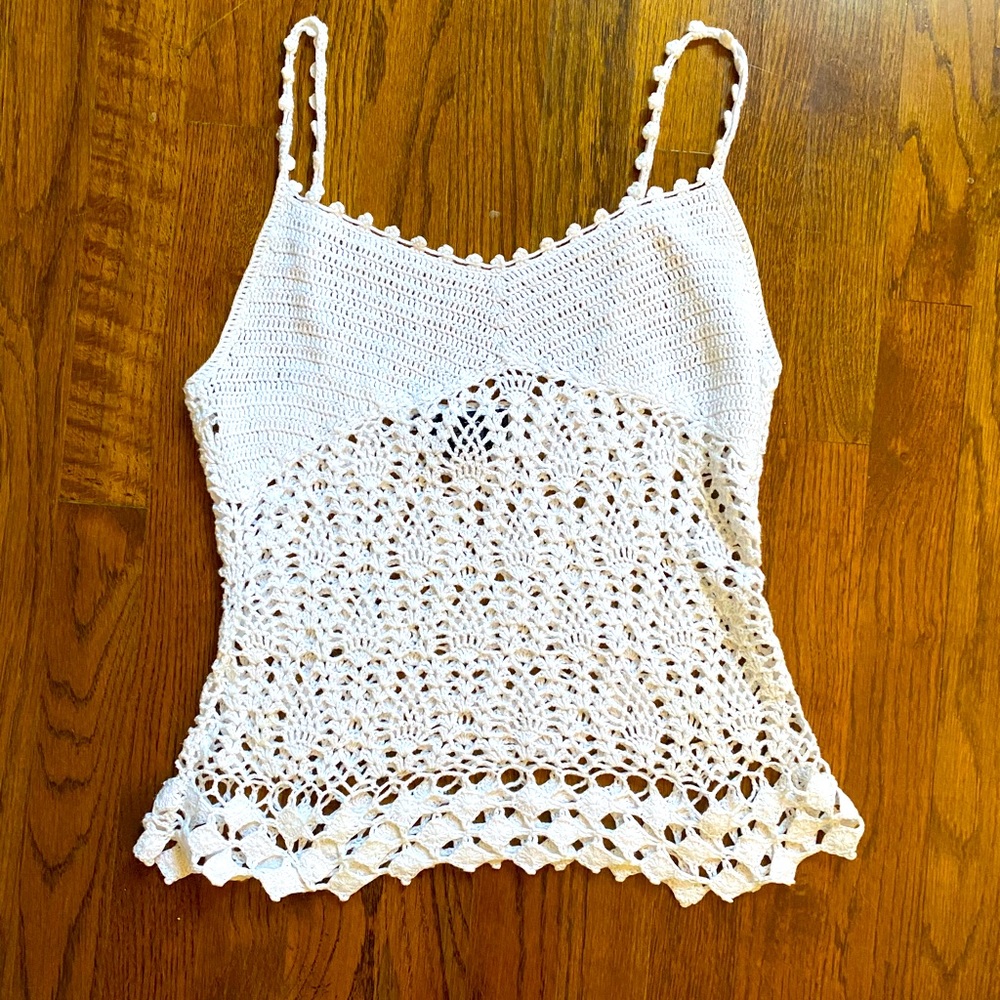 Vintage Express Hand-knit Top Size:M White